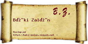 Béki Zalán névjegykártya