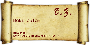 Béki Zalán névjegykártya
